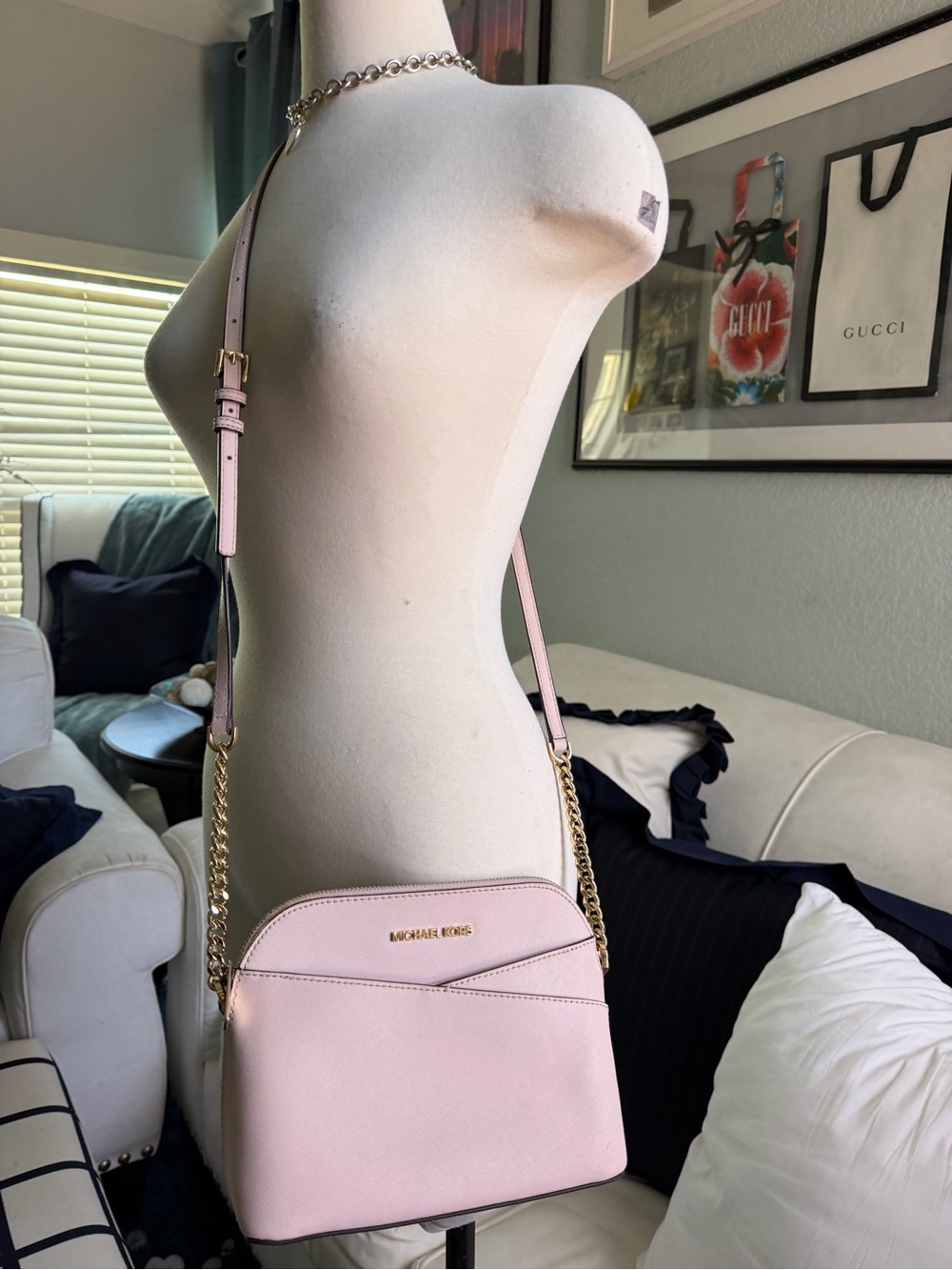 Michael Kors Pink Crossbody Bag with Gold Chain